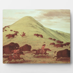 Sioux Indians hunting buffalo, 1835 (oil on canvas Plaque