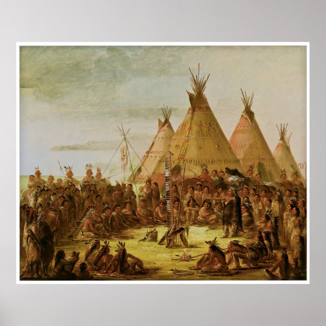 Sioux War Council by George Catlin Poster (Front)