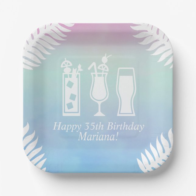 Sip and Dip Pool Party Birthday Party Paper Plate (Front)