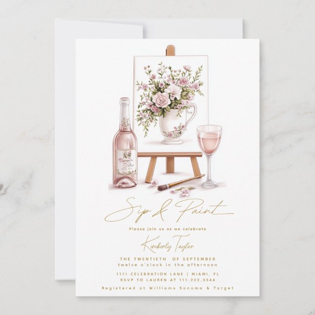 Sip and Paint Party Bridal Shower Invitation (Front)