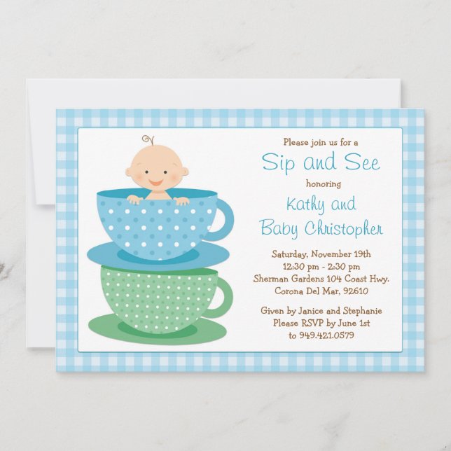 Sip and See Baby Shower Invitation (Front)
