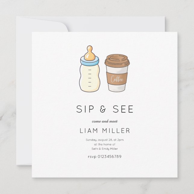 Sip and See Baby Shower Minimalist baby shower Save The Date (Front)