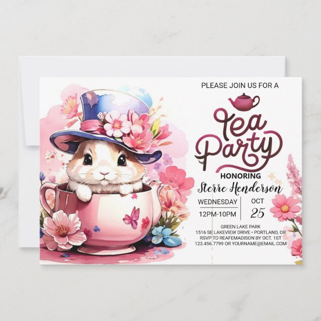 Sip and See Bunny Baby Shower Invitation (Front)