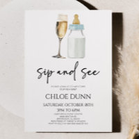 Sip and See Champagne Baby Bottle Baby Shower