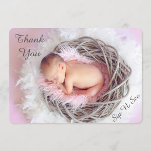 Sip and See Feather Nest Photo Baby Announcement