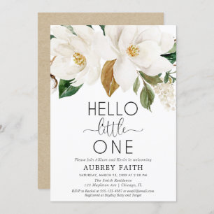 Sip and See gender neutral white floral rustic Invitation