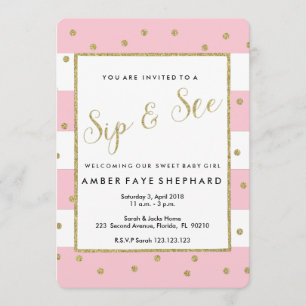 Sip and See invite, new baby, welcome party Invitation