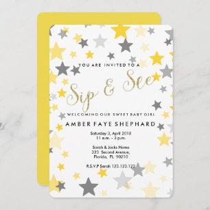 Sip and See invite, new baby, welcome party Invitation