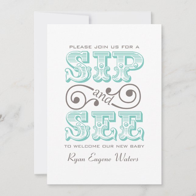 Sip And See Visit Our New Baby Invitation (Front)