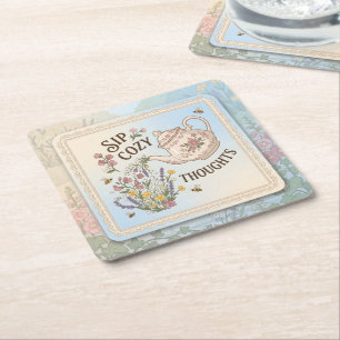 Sip Cosy Thoughts Square Paper Coaster