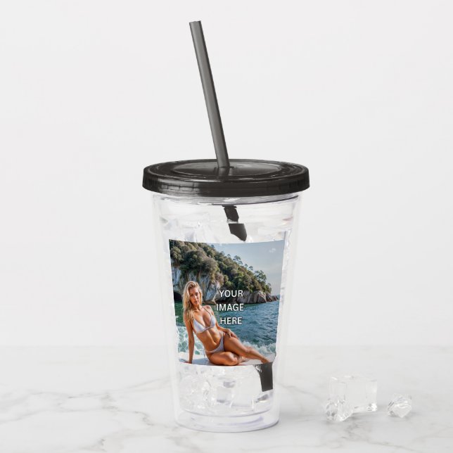 SIP! 🥤 Custom Acrylic Tumbler with Straw Design (Front Ice)