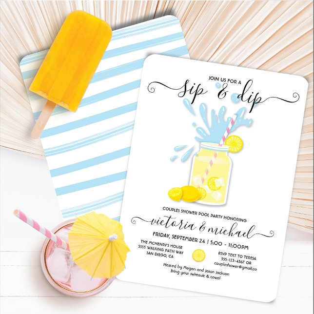 Sip & Dip Lemonade Pool Party Shower Invitation (Creator Uploaded)
