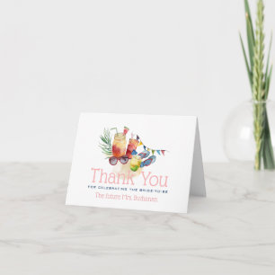 Sip & Dip Pool Party Umbrella Pink Bridal Shower Thank You Card