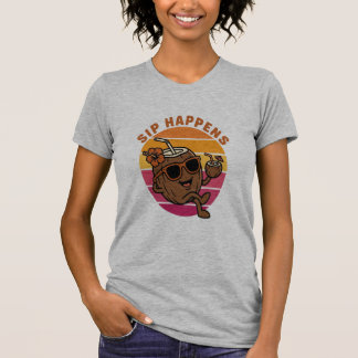 Sip Happens Coconut Shirt – Funny Tropical Summer 