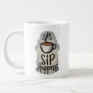 Sip Happens Coffee House Old Classic Style  Large Coffee Mug