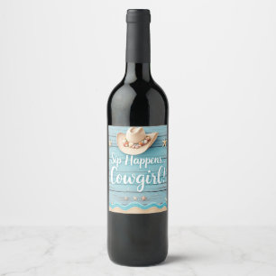 Sip Happens Cowgirl Wine Tag Label