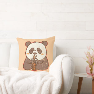 Sip Happens – Funny Panda Boba Retro Style Cushion