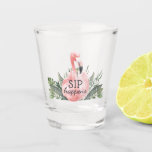 SIP Happens Funny Tropical Flamingo Shot Glass<br><div class="desc">A funny shot glass for the ladies,  this design features a watercolor design with a pink flamingo amongst tropical greenery with funny text,  SIP happens. It makes a great choice for entertaining,  or a fun gift idea for women who enjoy a shots of liquor. Who doesn't,  right?!</div>