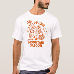 "Sip Happens" Funny Whiskey Drinking Bear Bar Gift T-Shirt