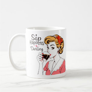 Sip Happens Glamourous Retro Sarcastic Tea and Coffee Mug