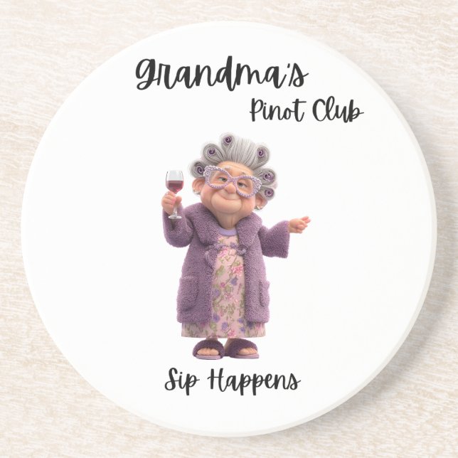 Sip Happens Grandma Wine Coaster (Front)