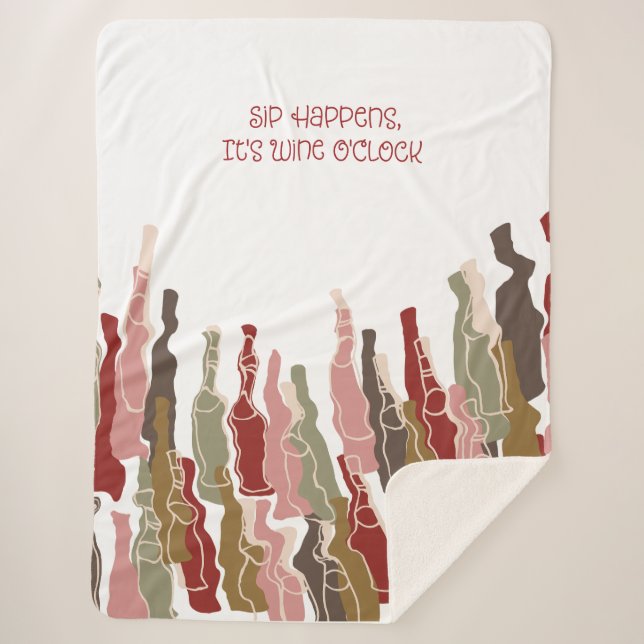 Sip Happens Wine Lover Sherpa Blanket (Front)