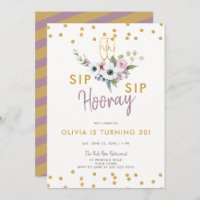 Sip Hooray Bubbly Floral Roses Gold 30th Birthday