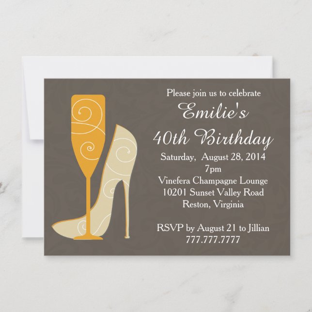 Sip in Style Wine Champagne Birthday Invitations (Front)