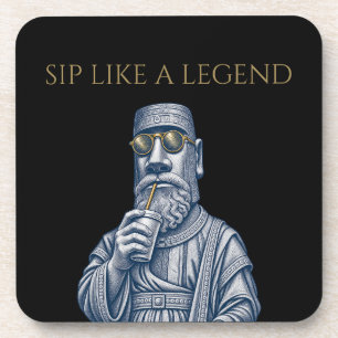 Sip Like a Legend Vintage Art Hard Plastic Coaster