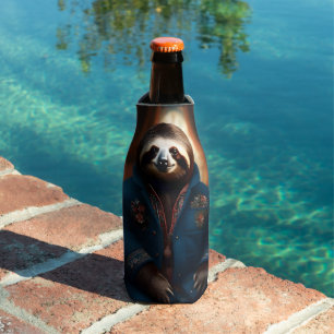 "Sip 'n' Slow: The Cozy Sloth in a Drinking Jacket Bottle Cooler