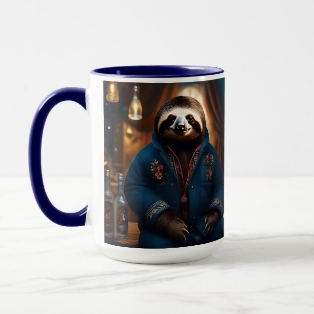 "Sip 'n' Slow: The Cozy Sloth in a Drinking Jacket Mug (Left)