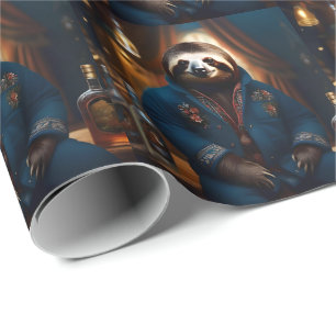 "Sip 'n' Slow: The Cozy Sloth in a Drinking Jacket Wrapping Paper