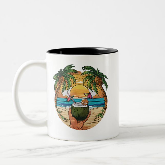 Sip on the Sun: Embrace the Endless Summer Vibes  Two-Tone Coffee Mug (Left)