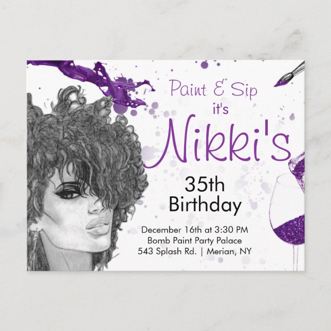 Sip & Paint Birthday Invite (Front)