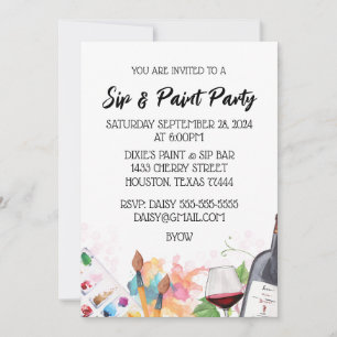 Sip & Paint Light Background Invitation