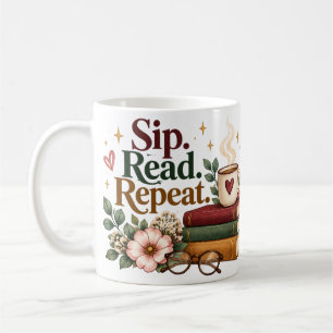 Sip Read Repeat Book Lover Coffee Mug