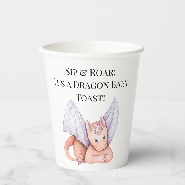 Sip & Roar: It's a Dragon Baby Toast! Paper Cups (Front)