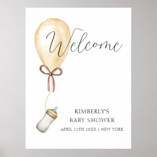 Sip & See Balloon Bottle Baby Shower Welcome Poster