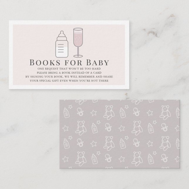 Sip & See Bottle Champagne Pink Books for Baby Enclosure Card (Front/Back)