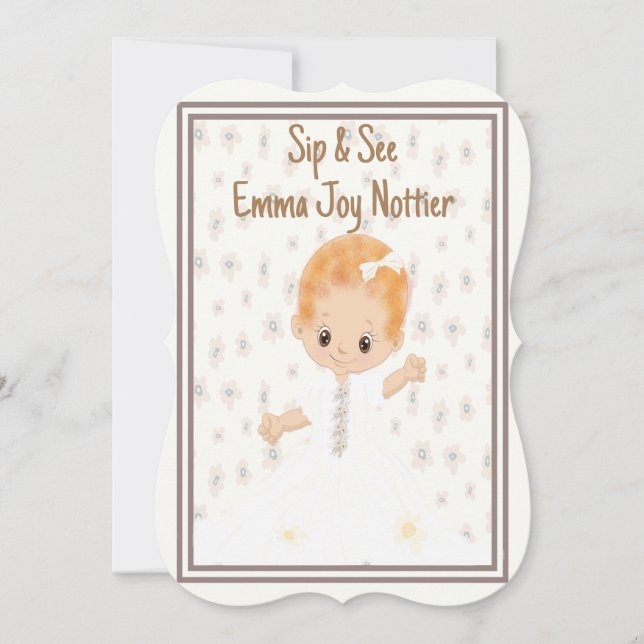 Sip & See Invitation for Baby Girl (Front)