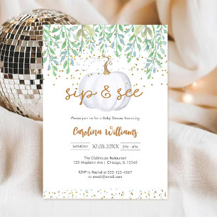 Sip & See Little Pumpkin Baby Shower Invitation