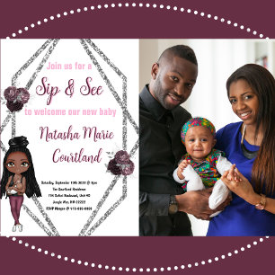 Sip & See Nursing Mother with Newborn Baby Shower Invitation