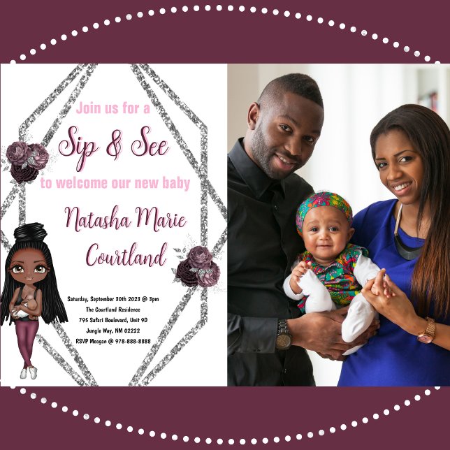 Sip & See Nursing Mother with Newborn Baby Shower Invitation (Sip and See for Mom, Baby, Family and Friends)