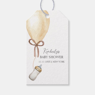 Sip & See Simple Boho Balloon Bottle Baby Shower Gift Tags