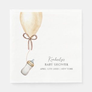 Sip & See Simple Boho Balloon Bottle Baby Shower Napkin