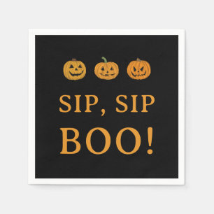 Sip Sip Boo Halloween Party   Pumpkins & Booze Napkin
