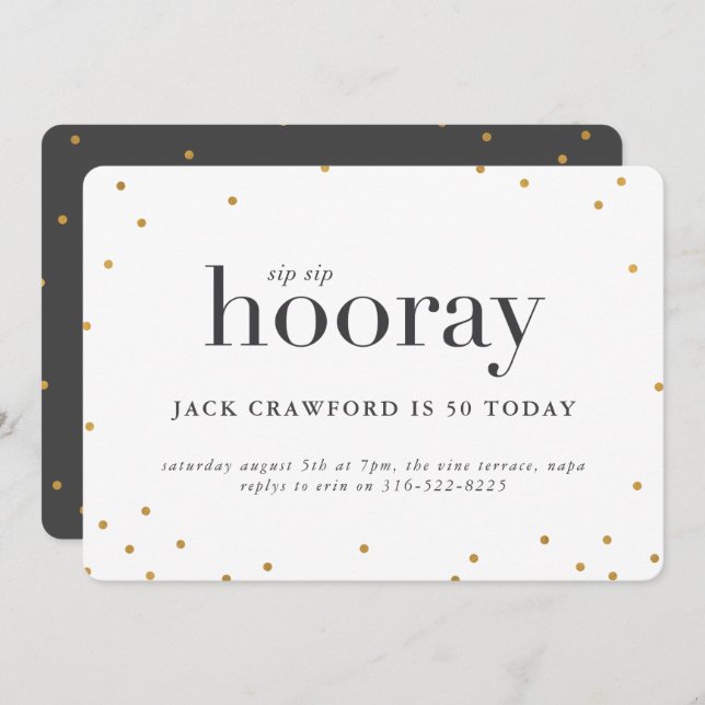 Sip sip hooray birthday party invitation (Front/Back)