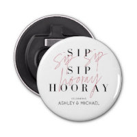 Sip Sip Hooray Black White Pink Engagement Party