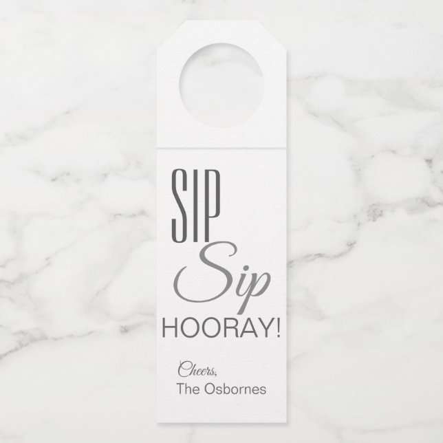 Sip Sip Hooray! Bottle Hang Tag (Front)