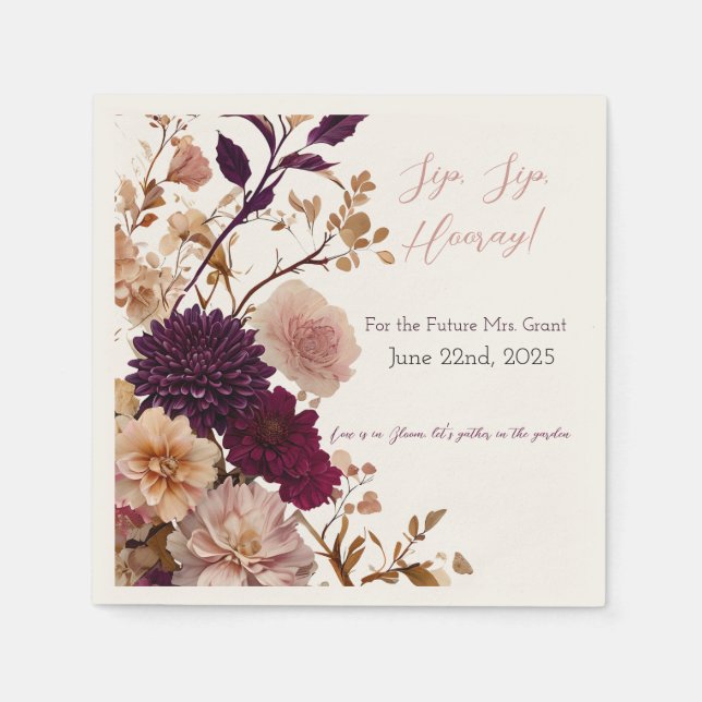 Sip Sip Hooray Bridal Shower | Garden Floral Napkin (Front)